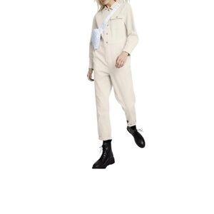 Sandy Liang Cream and Black Jumpsuit Modern Minimalist